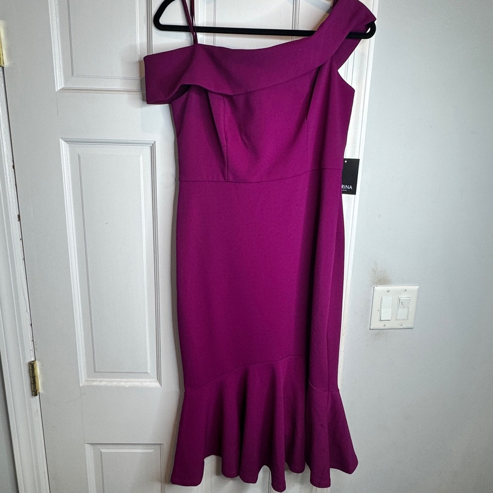 Marina One Shoulder Drop‎ Waist Dress Midi Dress Party Cocktail Evening 10 New